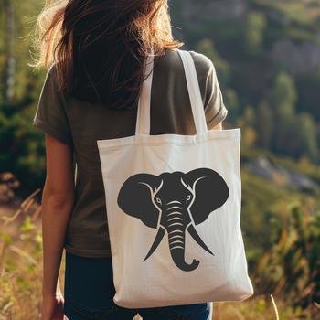 A vector illustration of an elephant's head with detailed features.