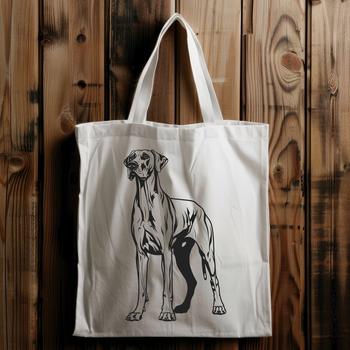 A standing Great Dane breed dog with a full body view.