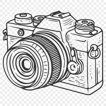 A digital camera illustration with intricate details in a vector format.