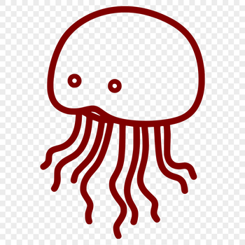 An adorable octopus with full body proportions depicted in simple line drawing style.
