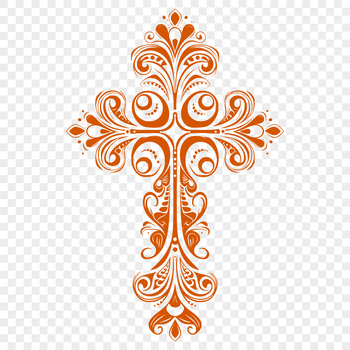 A traditional ornate cross with intricate details and design elements, suitable for vector art projects.