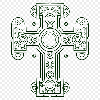 Ornate Christian cross symbol with intricate details and geometric patterns.