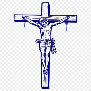 A traditional crucifix icon made from vector lines, suitable for various design applications.