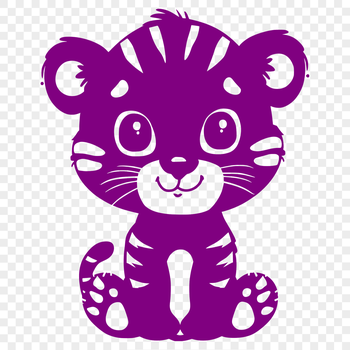 A full-body illustration of a tiger sitting comfortably, showcasing its majestic features.
