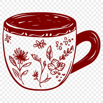 A simple design illustration of a cup used as a template for crafting or cutting.