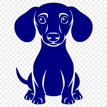 Illustrated full-body portrait of a Dachshund sitting comfortably, suitable for vector design and cutting machine projects.
