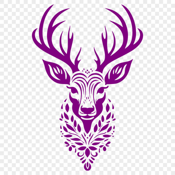 A detailed illustration of a deer's head with intricate features, suitable for vector design and cutting machine projects.