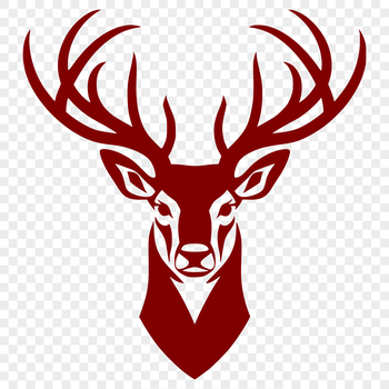 A detailed illustration of a deer's head with antlers.