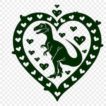 A prehistoric dinosaur with full body shape, featuring heart symbols in various positions.