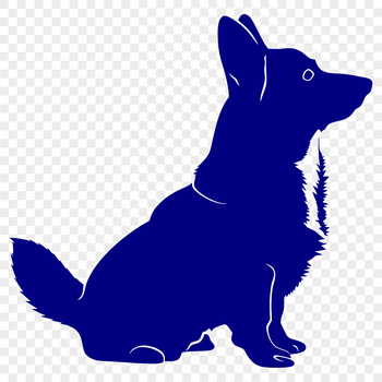 A vector graphic representation of a Welsh Corgi dog breed from the front and back.