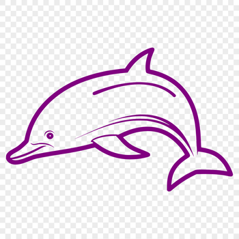 A simple line drawing of a dolphin in its natural environment.