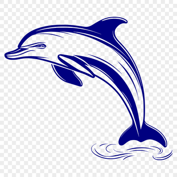 A detailed illustration of a dolphin in full body form, suitable for cutting machine or laser cutting projects.