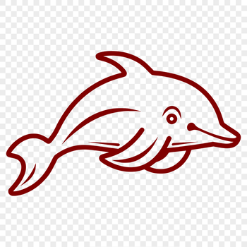 A simple line drawing of a full-body dolphin animal.