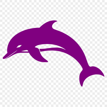 Illustrated full-body dolphin sea creature animal vector art design.