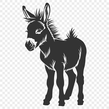 A cartoon donkey standing upright on all fours with a simple outline design.