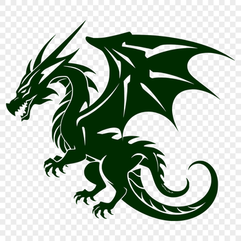 A stylized illustration of a mythical dragon's head with intricate details.