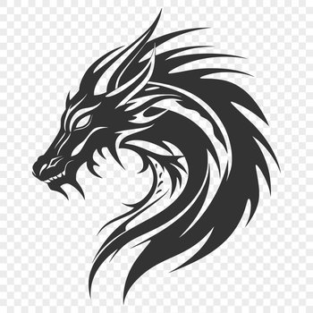A detailed illustration of a mythical dragon's head, suitable for vector graphics and commercial use.