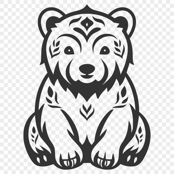 A detailed illustration of a sitting bear with intricate design elements surrounding its body.