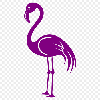 A full-body illustration of a flamingo standing upright.