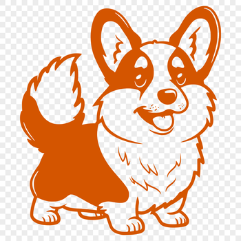 A standing Corgi dog with a full-body view.