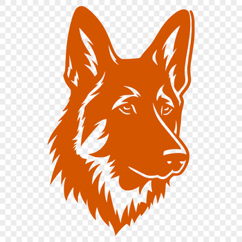 A high-quality digital illustration of a German Shepherd's head, suitable for use in vector graphic design.