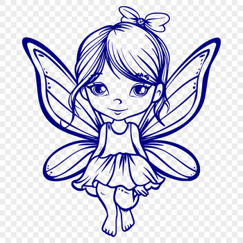 A small, delicate fairy with wings and a wand is depicted in this vector illustration.