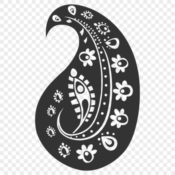 A traditional ornate paisley shape design suitable for various crafts.