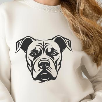 A vector illustration of a Pitbull's head, suitable for various digital and craft applications.