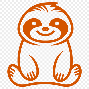 A simple line drawing of a cute sloth in full-body pose, suitable for various digital editing applications.