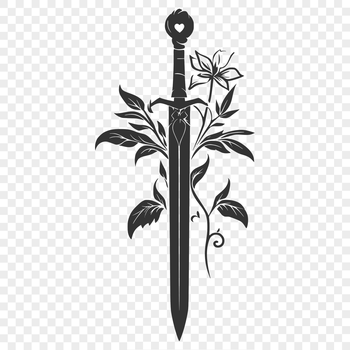 An ornate, high-resolution vector image of a sword featuring sharp blade edges and ornate hilt details.