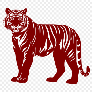 A high-quality image of a tiger standing upright, with its full body visible.