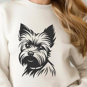A small, compact breed dog with a distinctive head shape and coat pattern.