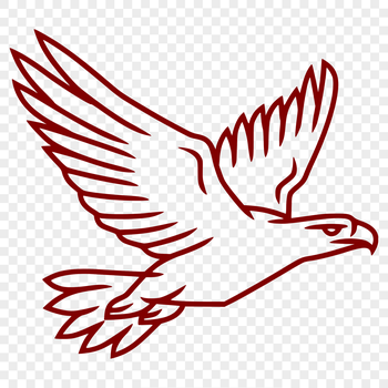 An SVG illustration of a full-body eagle in flight, rendered as simple line art.