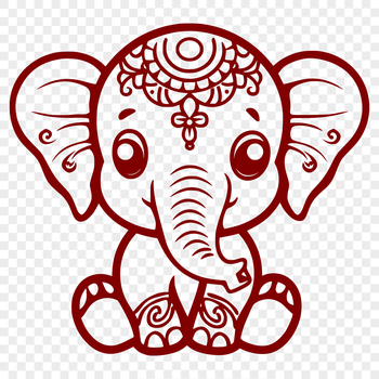 A detailed illustration of a sitting elephant from various angles.