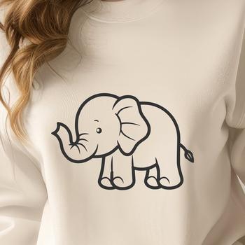 A simple line drawing of a standing elephant, suitable for vector design projects.
