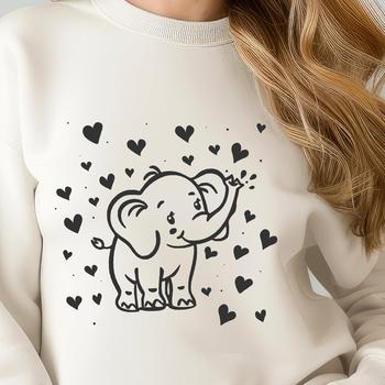 An SVG vector art image featuring a cute elephant animal standing upright, suitable for use in various graphic designs.