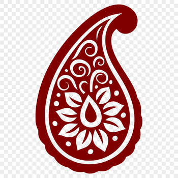 Ornate paisley shape with intricate details, ideal for use in vector art designs.