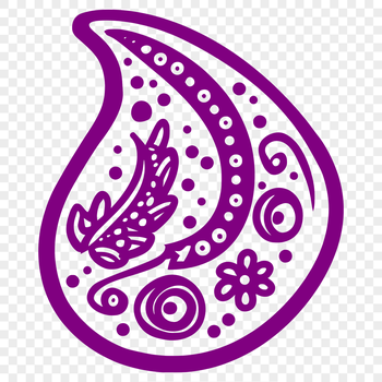 An intricately designed paisley motif featuring curved lines and shapes, ideal for clip art and digital crafting projects.