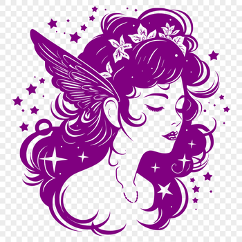 A mythical fairy with delicate features, set against a neutral background.
