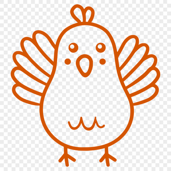 A simple line drawing of a turkey in full body form, suitable as clip art or vector design.