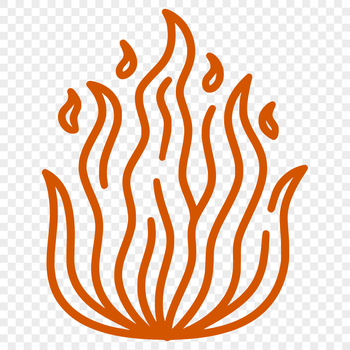 Vector illustration of flames in bold shape with fiery textures.