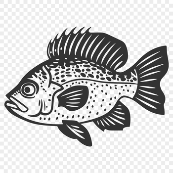 Crappie fish species depicted in full body view, suitable for use as vector art.