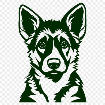 A loyal German Shepherd breed dog's head in vector art format.