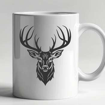 A detailed illustration of a deer's head with intricate features suitable for vector graphics design.