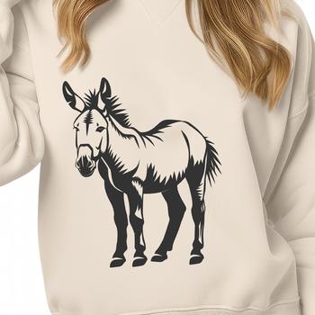A full body illustration of a standing donkey, ideal for use in graphic design projects.