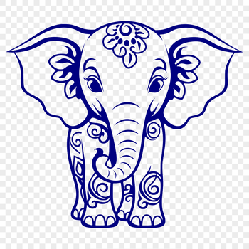 A detailed illustration of an elephant with various body parts labeled.