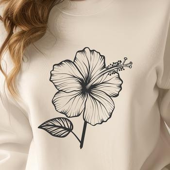 A vibrant hibiscus flower with large, showy blooms and long stems.
