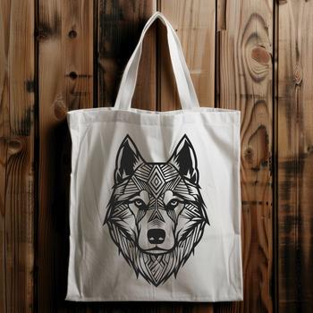 A Siberian Husky breed dog's head, illustrated in ornate style for use as clip art or vector design template.