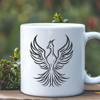 A mythical creature with wings and fiery plumage in full body pose.