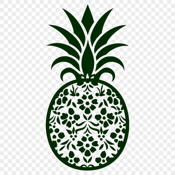 A detailed illustration of a pineapple in various stages of ripeness.